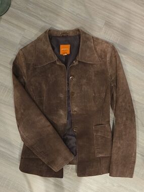Vintage Anonymous John Carlisle Brown Suede Button-Front Jacket
